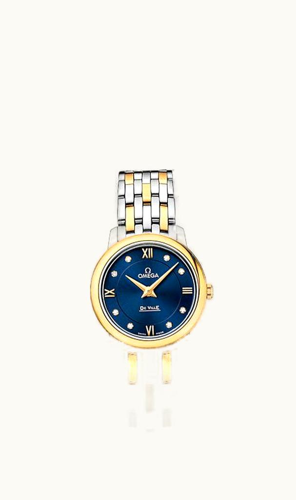 Omega De Ville Prestige Quartz 27.4 Stainless Steel / Yellow Gold / Blue / Bracelet
