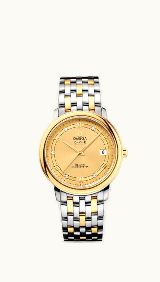 Omega De Ville Prestige Co-Axial 36.8 Stainless Steel / Yellow Gold / Vintage Champagne / Bracelet