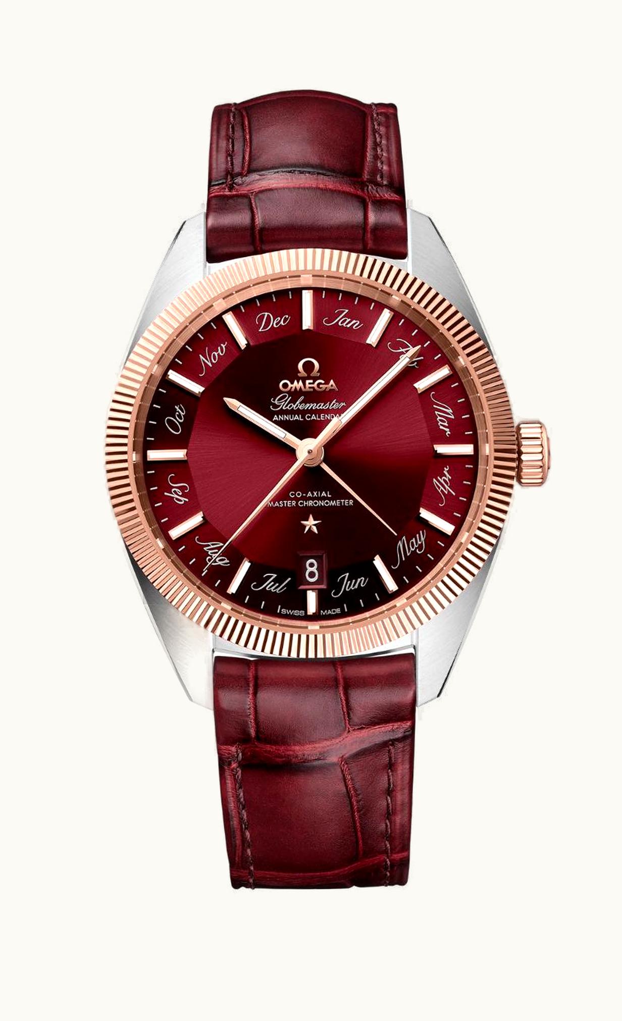 Omega Globemaster Annual Calendar Stainless Steel / Sedna Gold / Burgundy