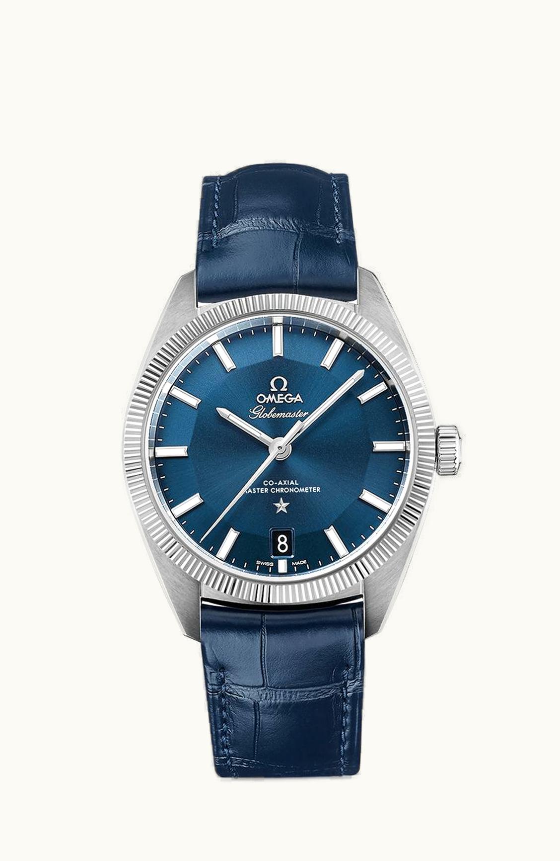 Omega Globemaster Stainless Steel / Blue / Leather