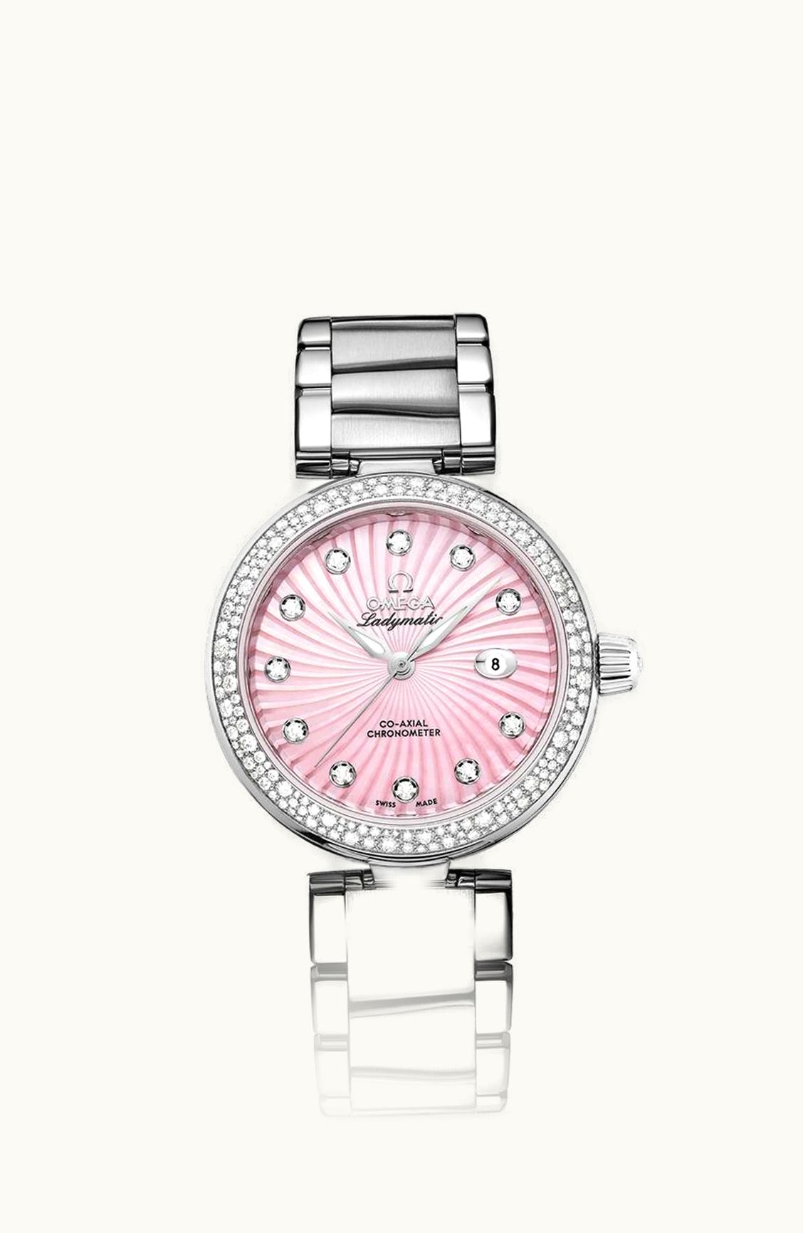 Omega LadyMatic Co-Axial 34 Stainless Steel / Diamond / Pink MOP / Bracelet