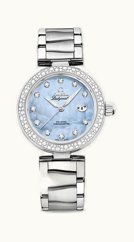 Omega LadyMatic Co-Axial 34 Stainless Steel / Diamond / Blue