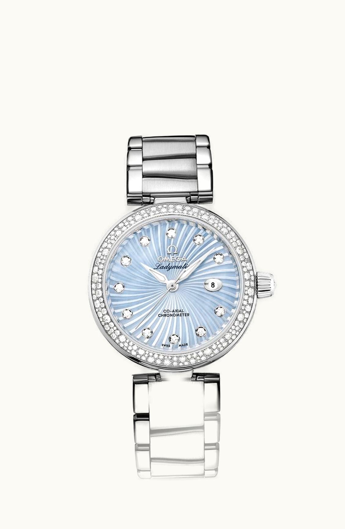 Omega LadyMatic Co-Axial 34 Stainless Steel / Diamond / Blue MOP / Bracelet