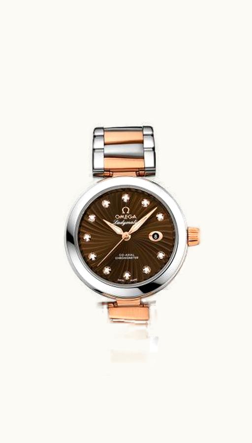 Omega LadyMatic Co-Axial 34 Stainless Steel / Red Gold / Brown / Bracelet