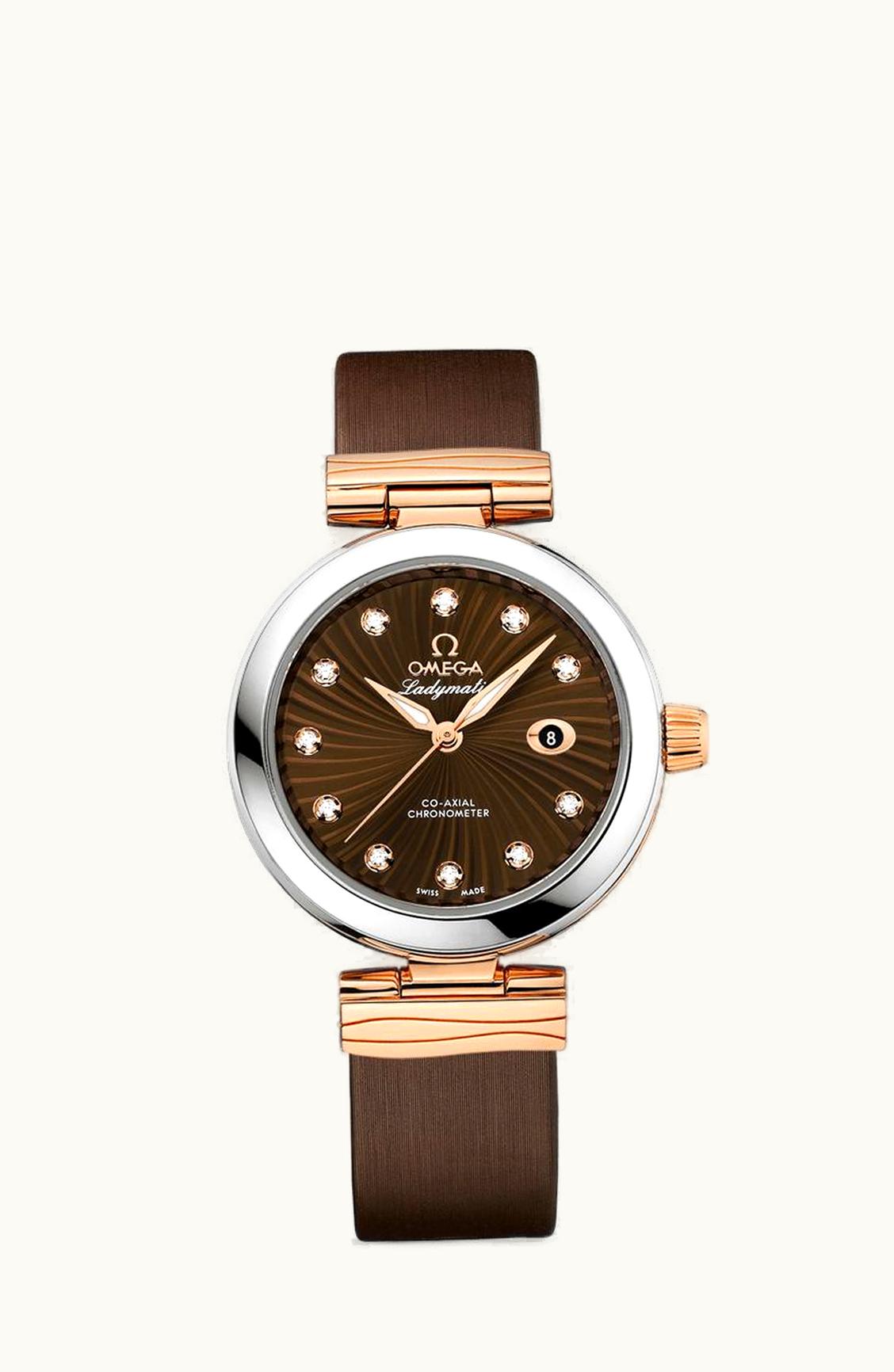 Omega LadyMatic Co-Axial 34 Stainless Steel / Red Gold / Brown