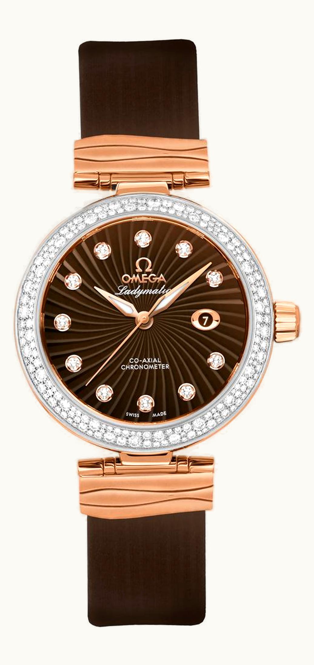 Omega LadyMatic Co-Axial 34 Stainless Steel / Red Gold / Diamond / Brown