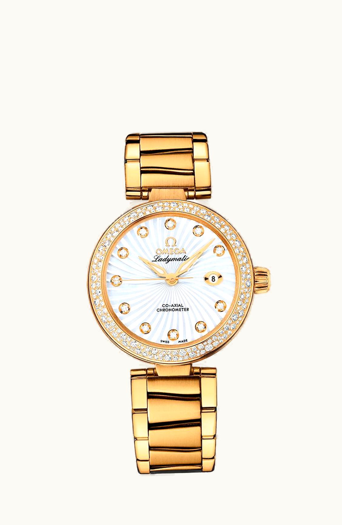 Omega LadyMatic Co-Axial 34 Yellow Gold / Diamond / MOP / Bracelet