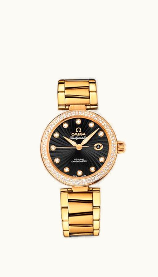 Omega LadyMatic Co-Axial 34 Yellow Gold / Diamond / Black / Bracelet