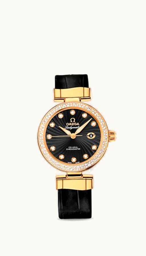 Omega LadyMatic Co-Axial 34 Yellow Gold / Diamond / Black