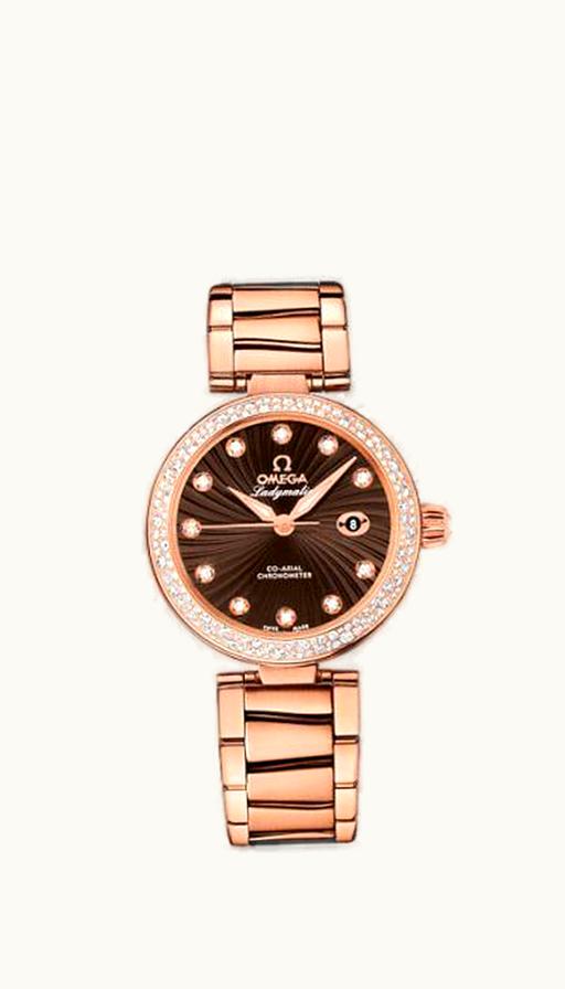 Omega LadyMatic Co-Axial 34 Red Gold / Diamond / Brown / Bracelet