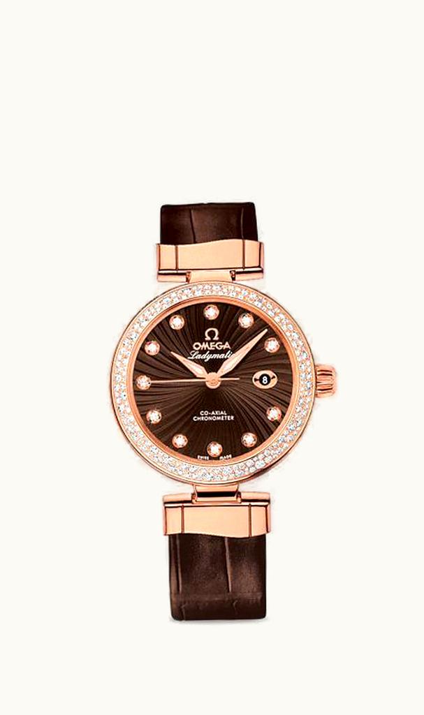 Omega LadyMatic Co-Axial 34 Red Gold / Diamond / Brown