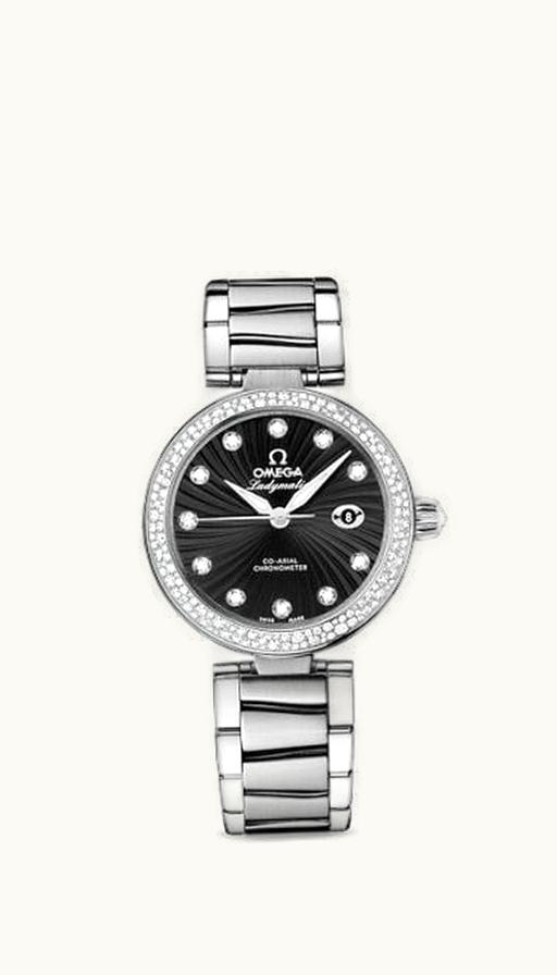 Omega LadyMatic Co-Axial 34 Stainless Steel Diamond / Black / Bracelet