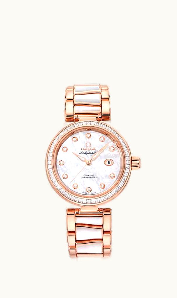 Omega LadyMatic Co-Axial 34 Sedna Gold Baguette / MOP / MOP Bracelet