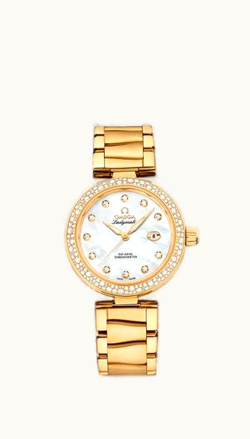 Omega LadyMatic Co-Axial 34 Yellow Gold / Diamond / MOP / Bracelet