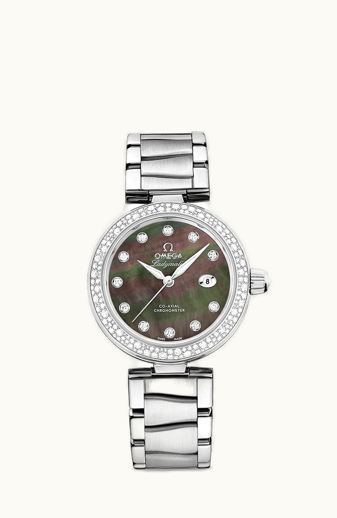 Omega LadyMatic Co-Axial 34 Stainless Steel / Diamond / Brown MOP / Bracelet