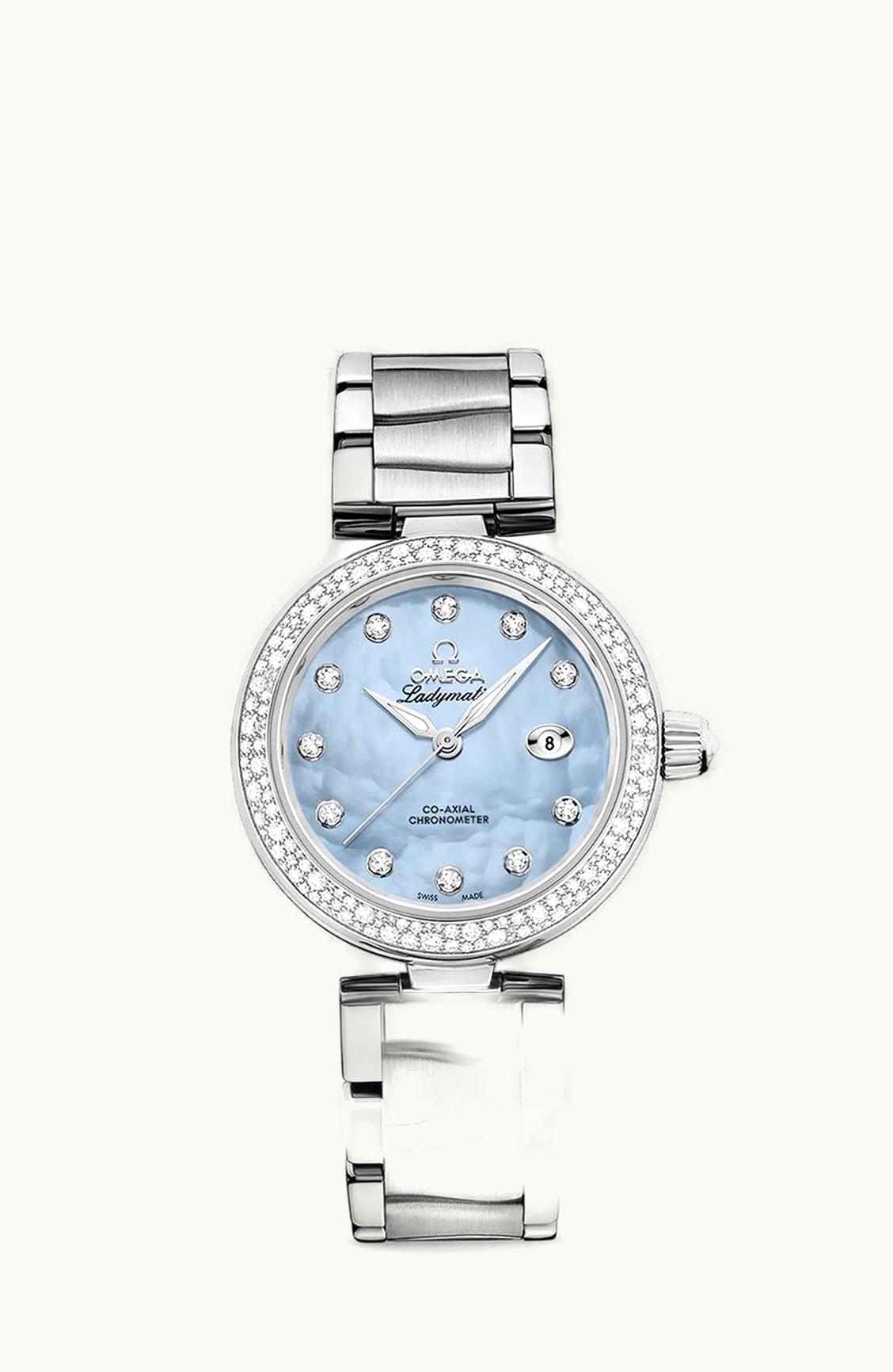 Omega LadyMatic Co-Axial 34 Stainless Steel / Diamond / Blue MOP / Bracelet