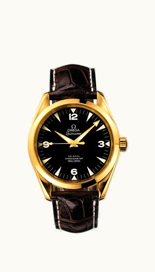 Omega Seamaster Aqua Terra 150M Co-Axial 39.2 Railmaster Yellow Gold / Brown Alligator