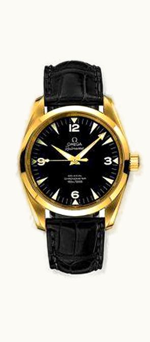 Omega Seamaster Aqua Terra 150M Co-Axial 39.2 Railmaster Yellow Gold / Brown Alligator / China Train