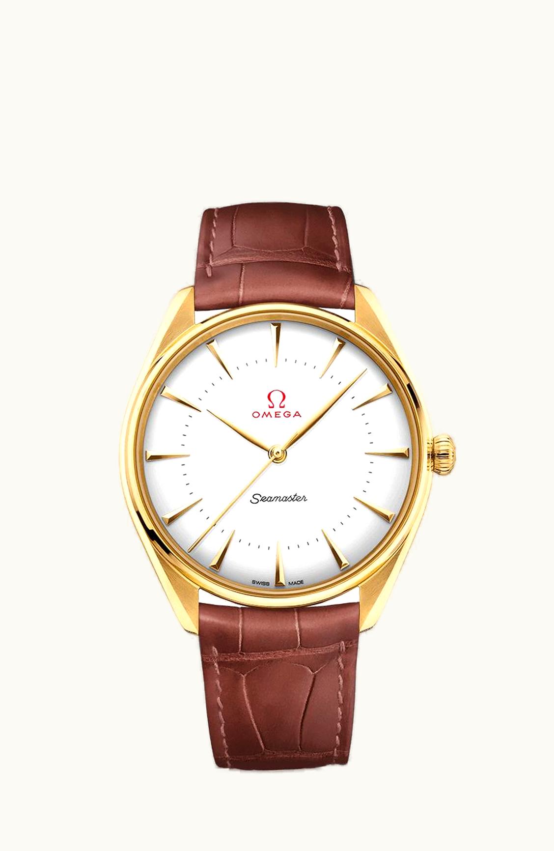 Omega Seamaster Master Co-Axial 39.5 Olympic Games Gold Yellow Gold / Enamel / Alligator