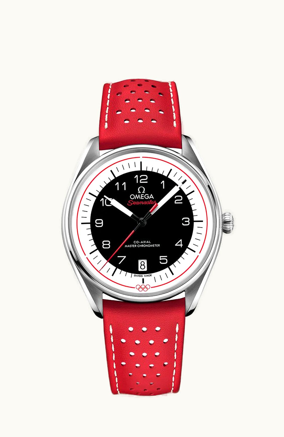 Omega Seamaster Master Co-Axial 39.5 Olympic Timekeeper Stainless Steel / Black / Red