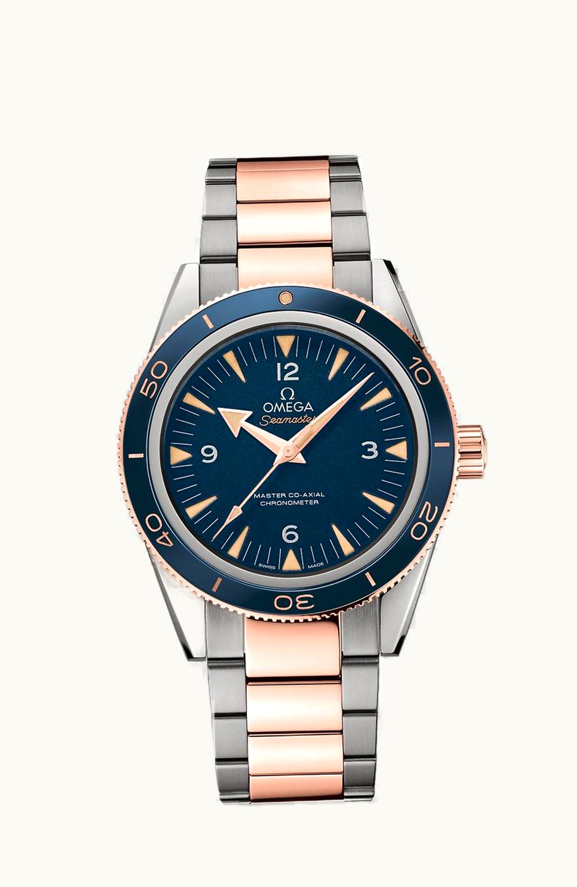 Omega Seamaster 300 Master Co-Axial Titanium / Sedna Gold / Blue / Bracelet