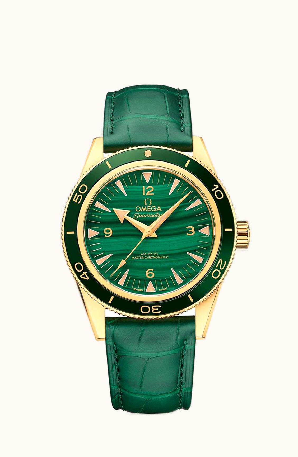 Omega Seamaster 300 Co-Axial Master Chronometer Yellow Gold / Malachite