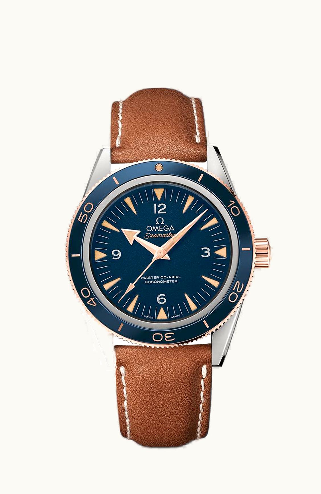 Omega Seamaster 300 Master Co-Axial Titanium / Sedna Gold / Blue / Strap