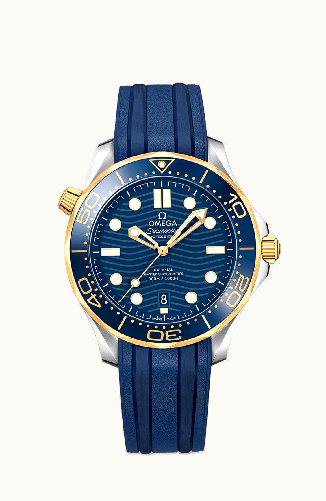 Omega Seamaster Diver 300M Master Co-Axial 42 Stainless Steel / Yellow Gold / Blue / Rubber