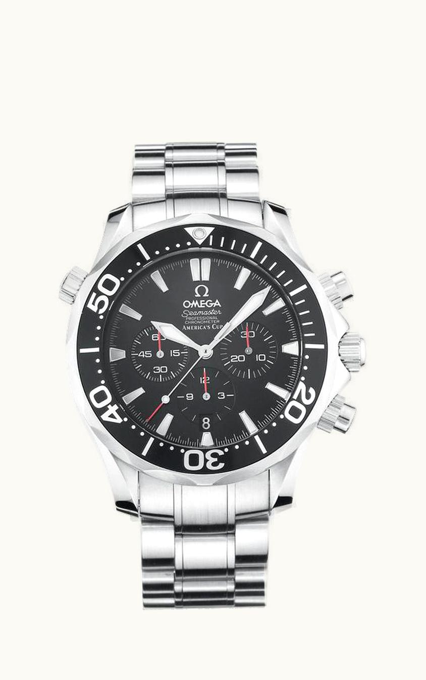Omega Seamaster Diver 300M Automatic 41.5 Chronograph Stainless Steel / Black / Bracelet / America's Cup