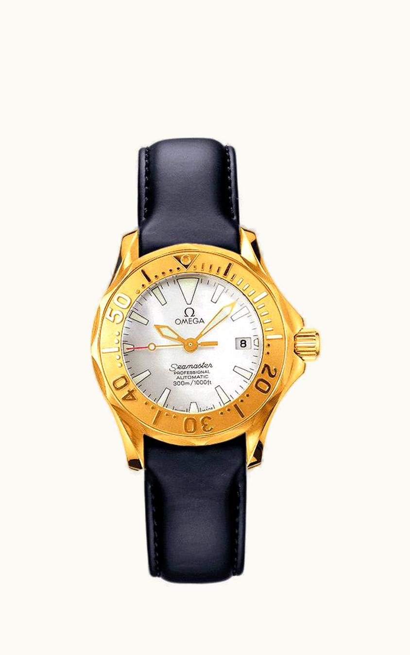 Omega Seamaster Diver 300M Quartz 28 Yellow Gold / White / Rubber