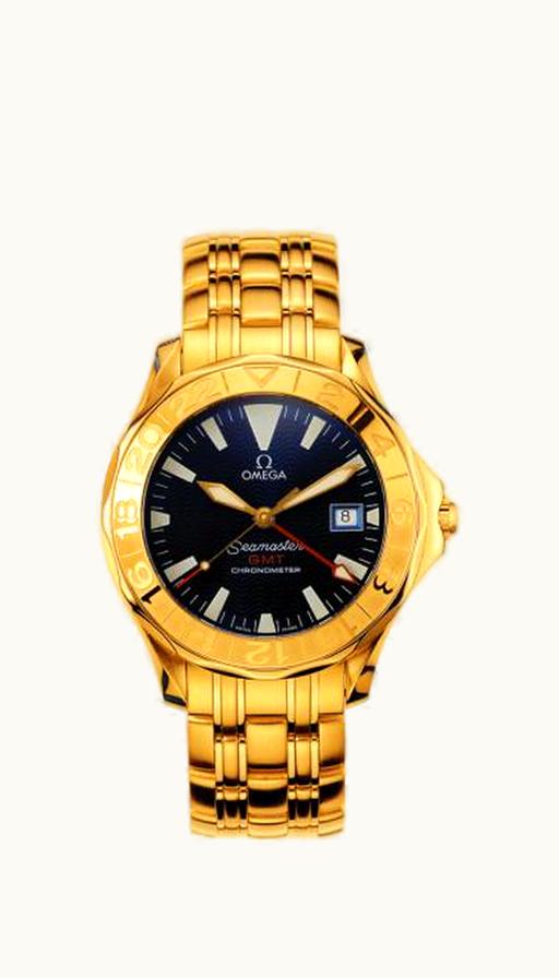 Omega Seamaster Diver 300M Automatic 41 GMT Yellow Gold / Blue / Bracelet