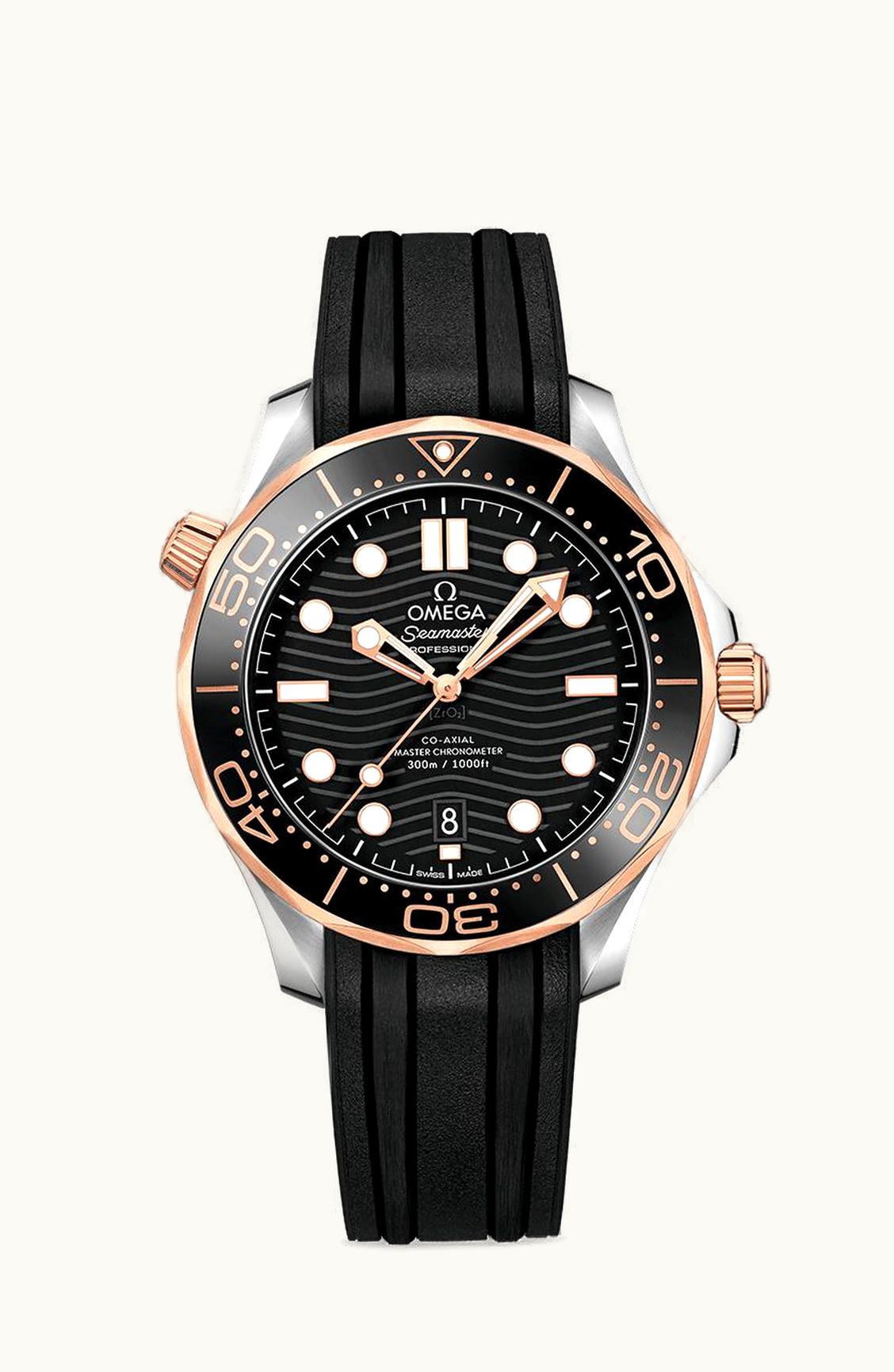 Omega Seamaster Diver 300M Master Co-Axial 42 Stainless Steel / Sedna Gold / Black / Rubber