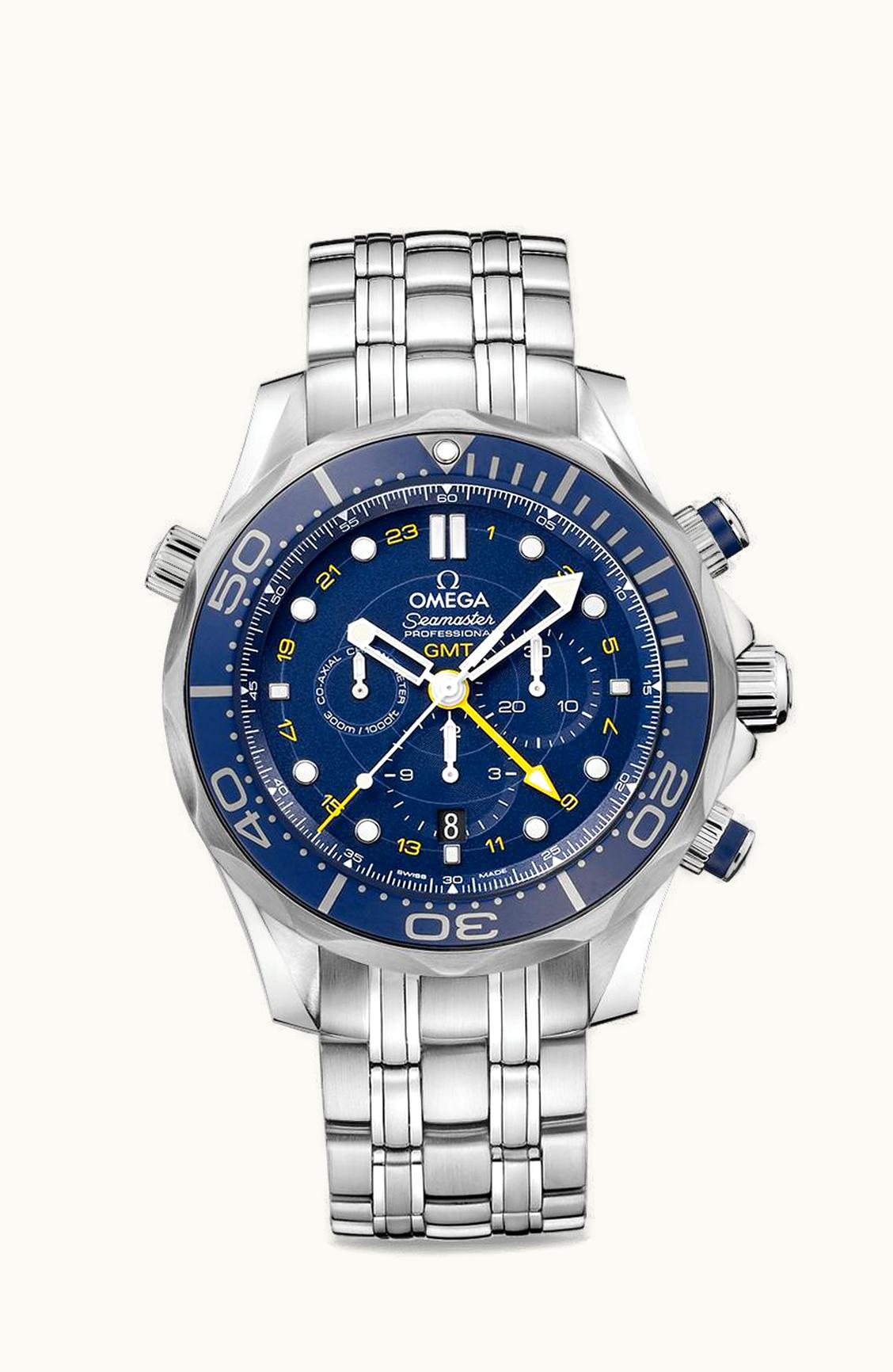 Omega Seamaster Diver 300M Co-Axial 44 GMT Chronograph Stainless Steel / Blue / Bracelet