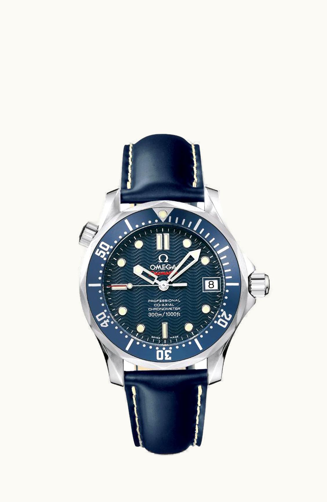 Omega Seamaster Diver 300M Co-Axial 36.25 Stainless Steel / Blue / Rubber