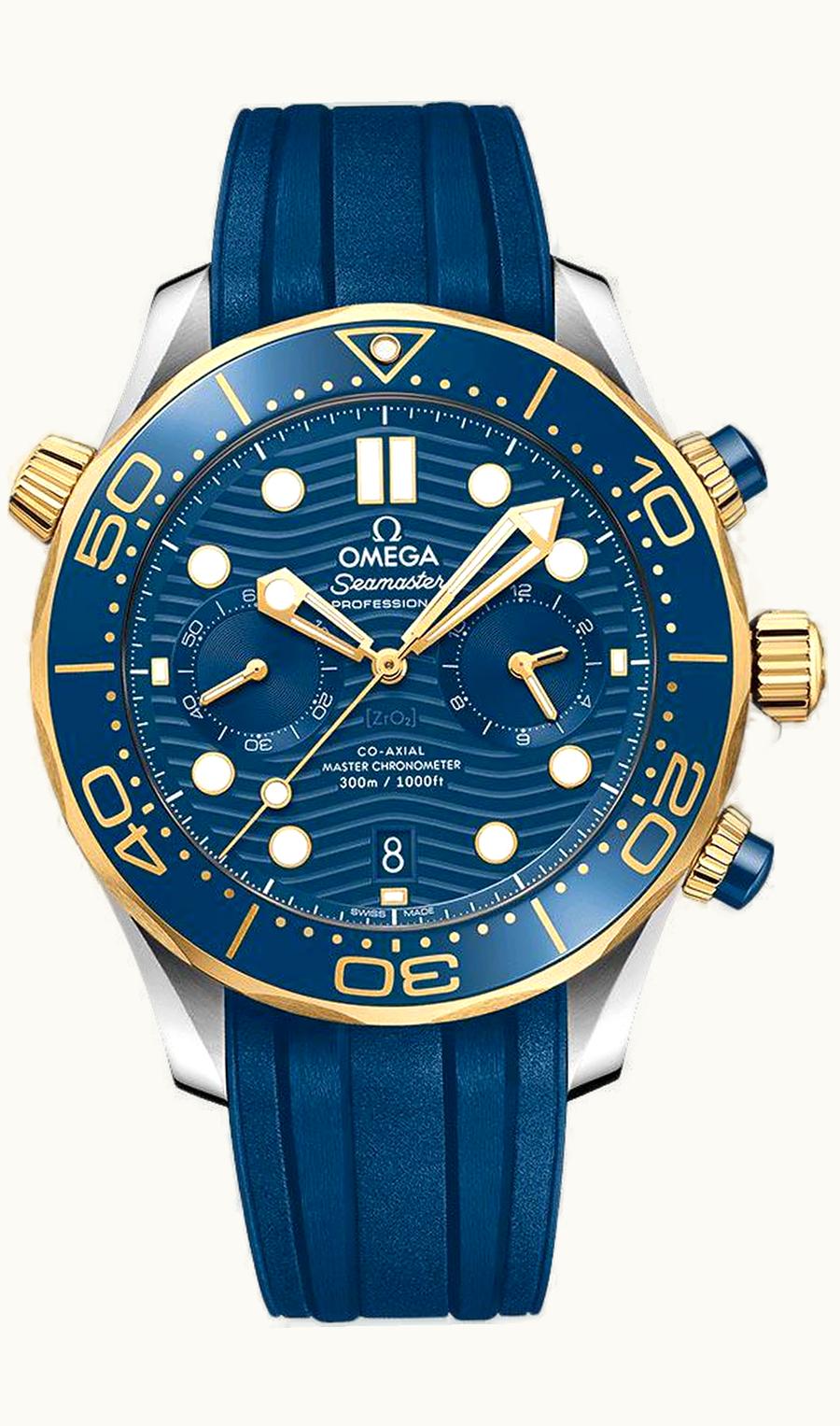 Omega Seamaster Diver 300M Master Co-Axial 44 Chronograph Stainless Steel / Yellow Gold / Blue / Rubber
