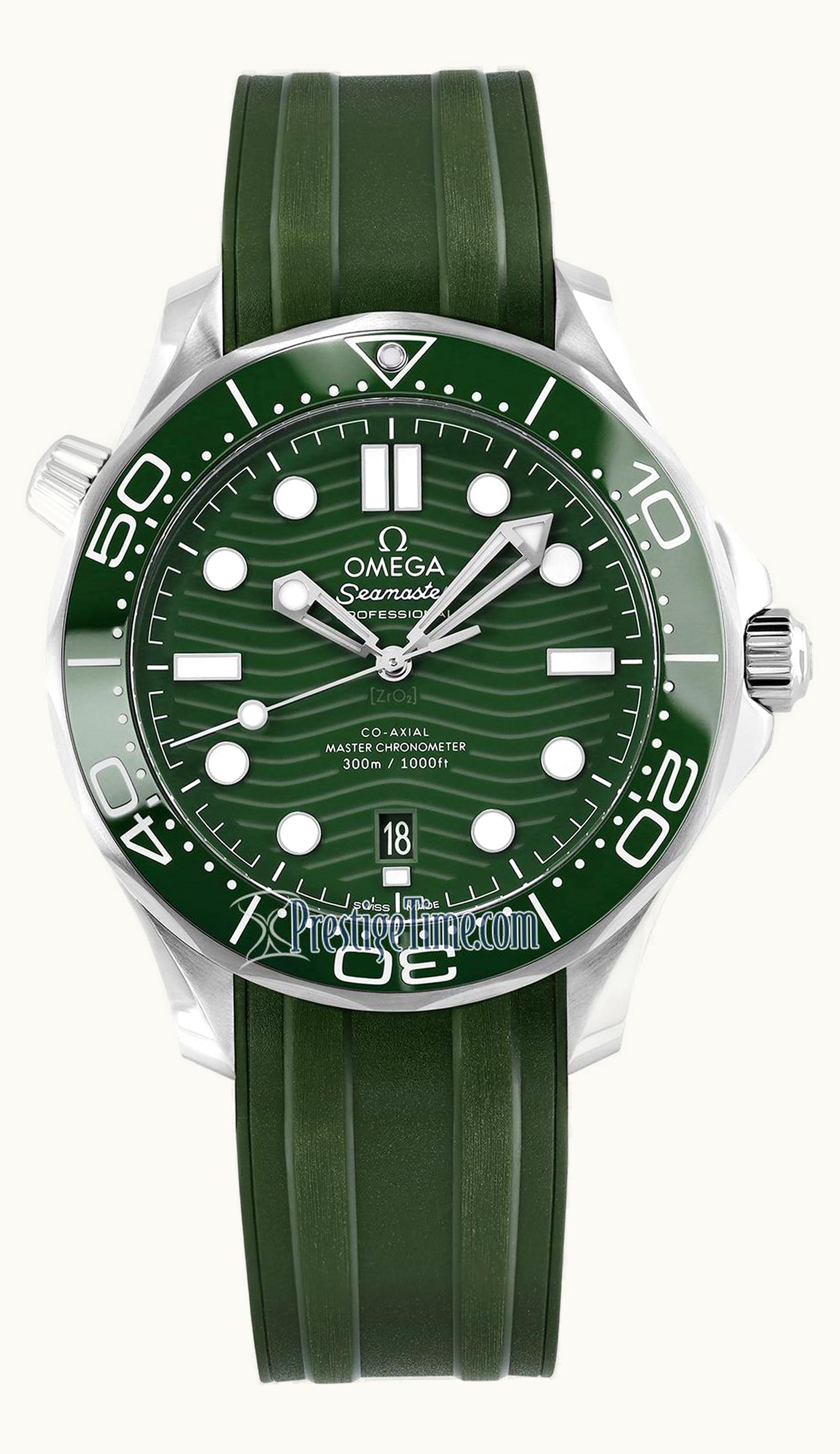Omega Seamaster Diver 300M Master Co-Axial 42 Stainless Steel / Green / Rubber