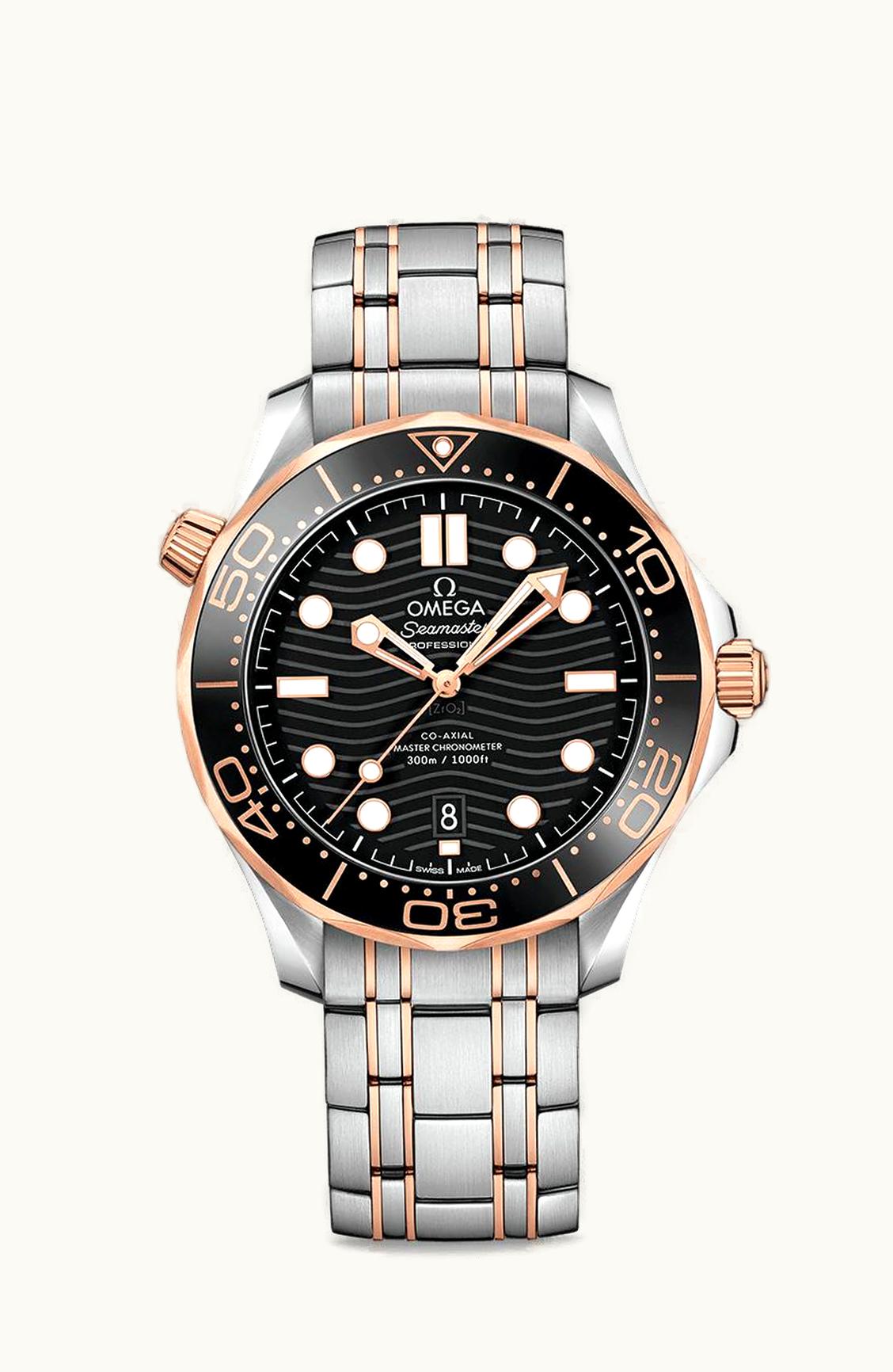 Omega Seamaster Diver 300M Master Co-Axial 42 Stainless Steel / Sedna Gold / Black / Bracelet