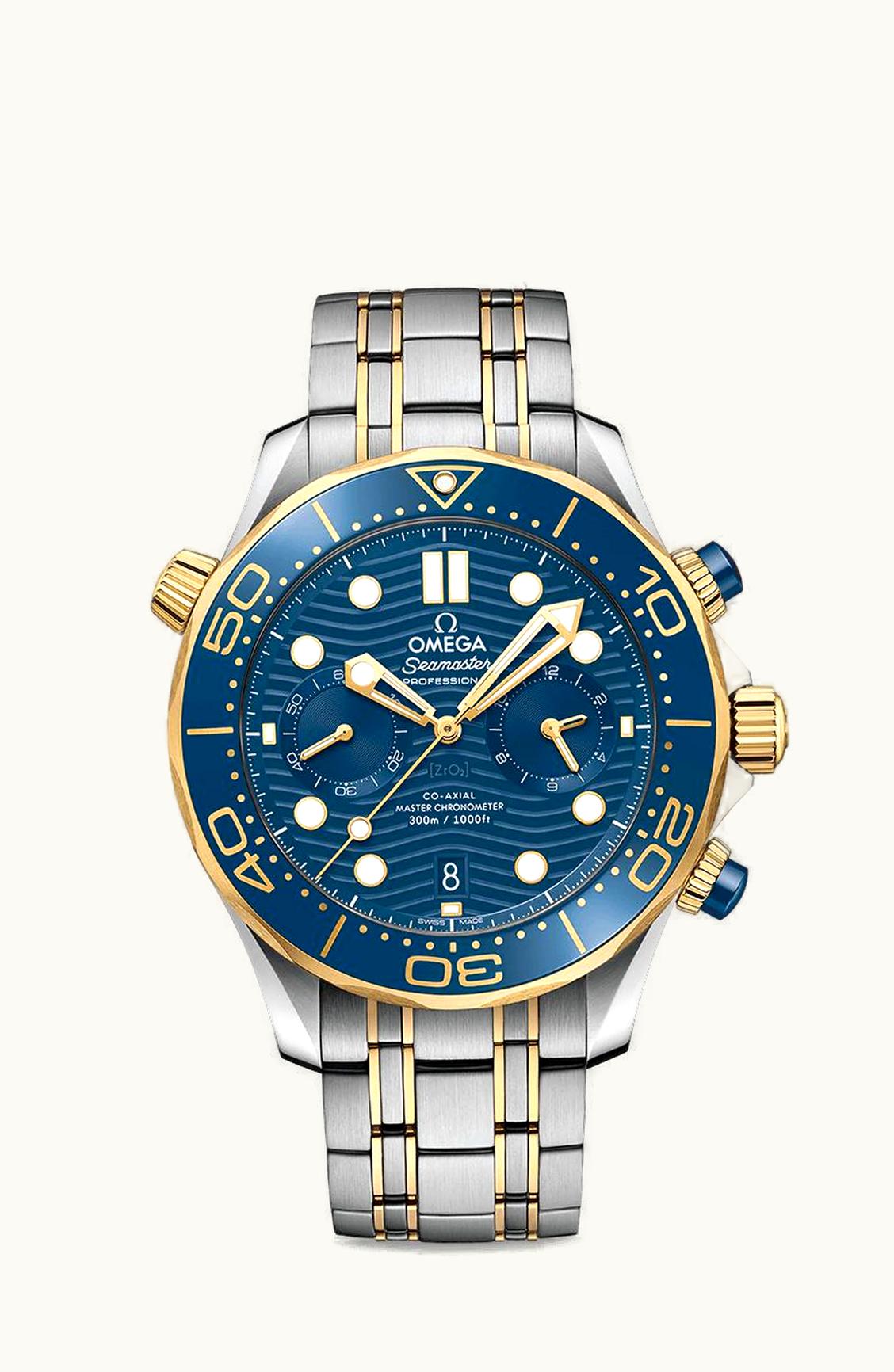 Omega Seamaster Diver 300M Master Co-Axial 44 Chronograph Stainless Steel / Yellow Gold / Blue / Bracelet