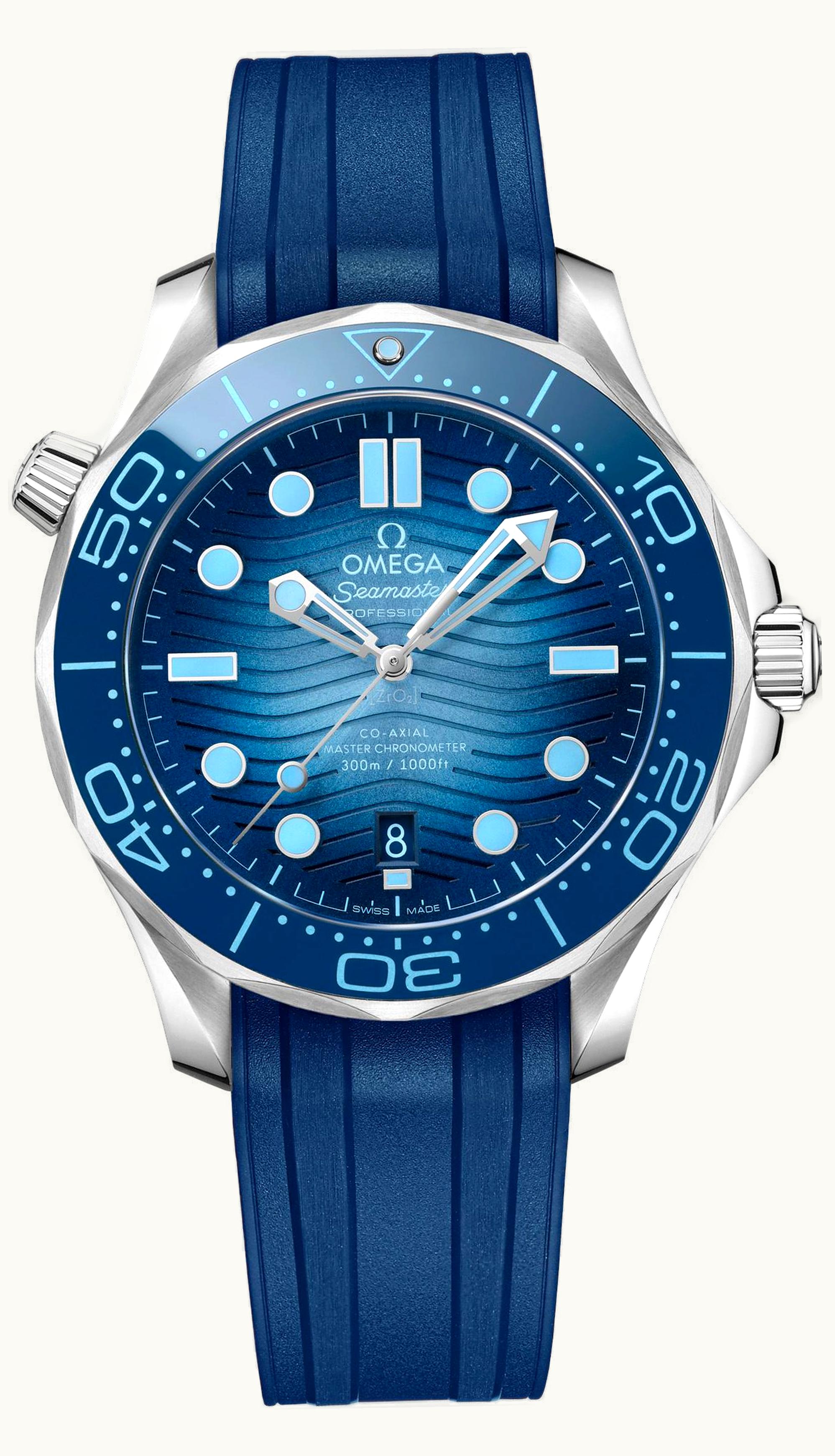 Omega Seamaster Diver 300M Master Co-Axial 42 Stainless Steel / Summer Blue / Rubber