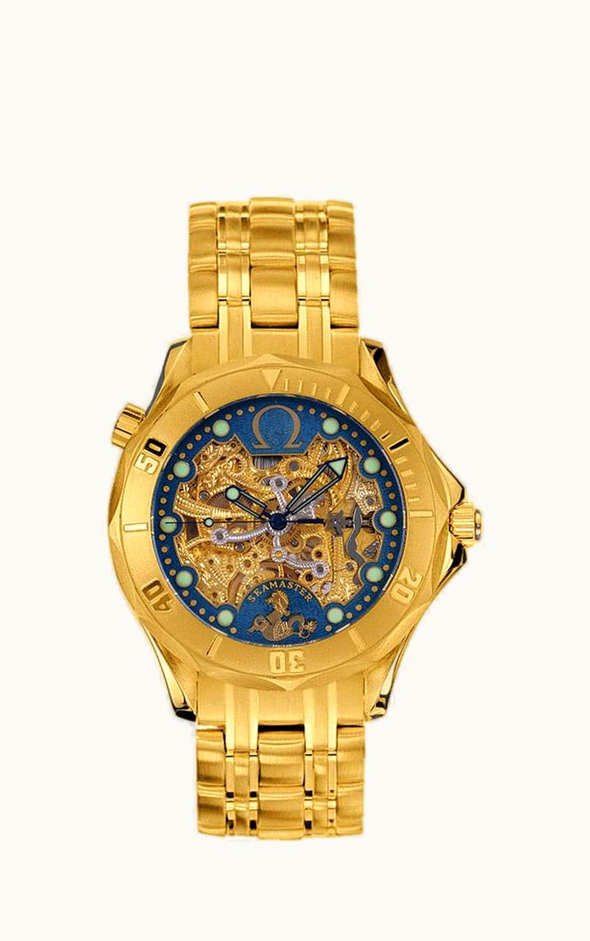 Omega Seamaster Diver 300M Automatic 41 Yellow Gold / Skeleton / Bracelet / 50th Anniversary