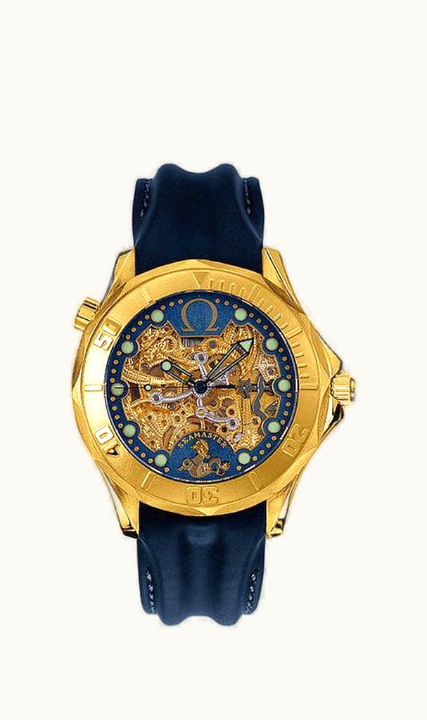 Omega Seamaster Diver 300M Automatic 41 Yellow Gold / Skeleton / Leather / 50th Anniversary