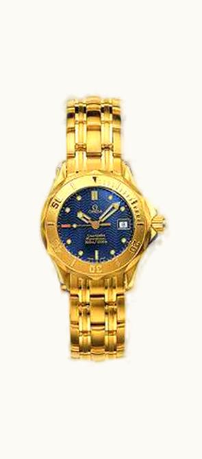 Omega Seamaster Diver 300M Quartz 28 Yellow Gold / Blue / Bracelet