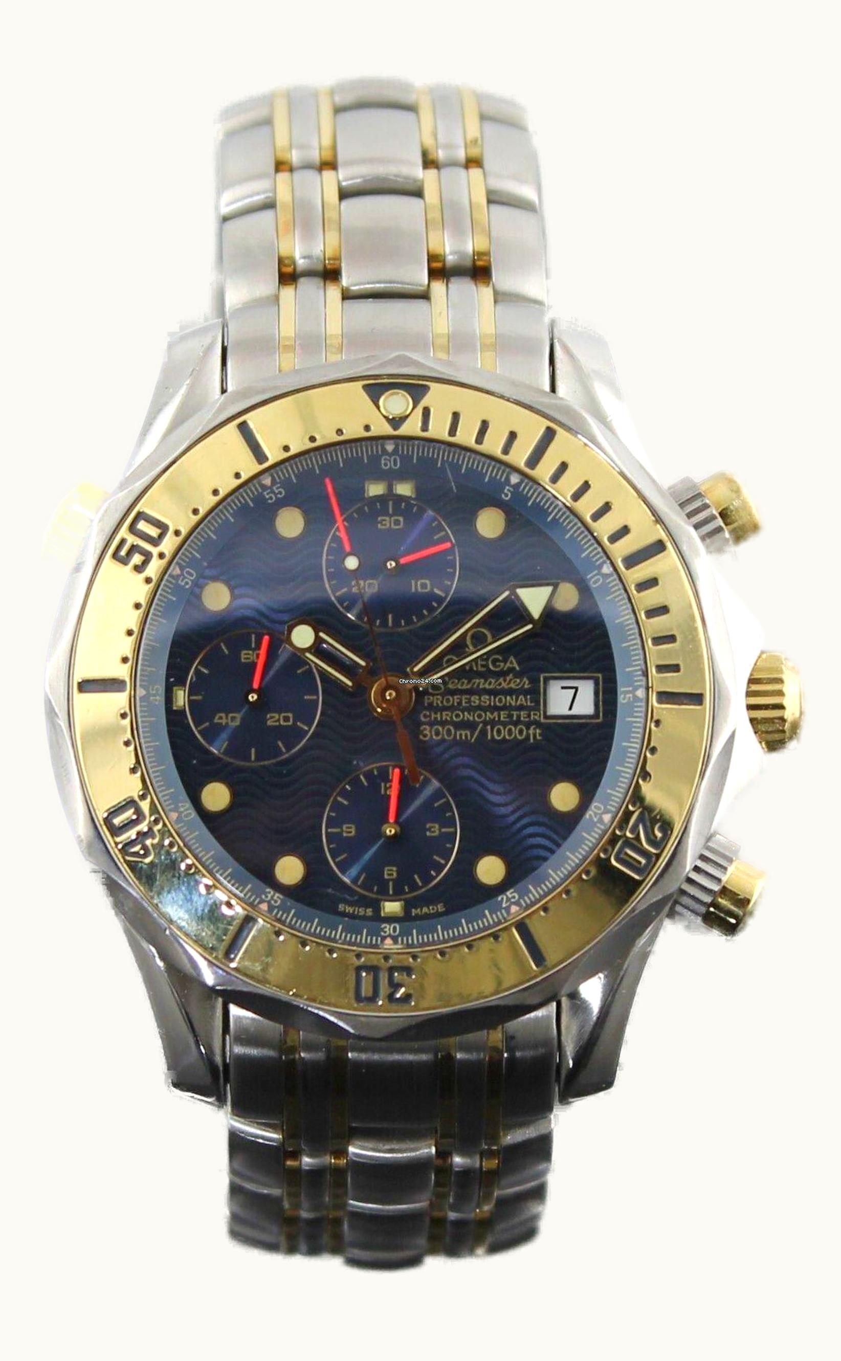 Omega Seamaster Diver 300M Automatic 41.5 Chronograph Stainless Steel / Yellow Gold / Blue / Bracelet