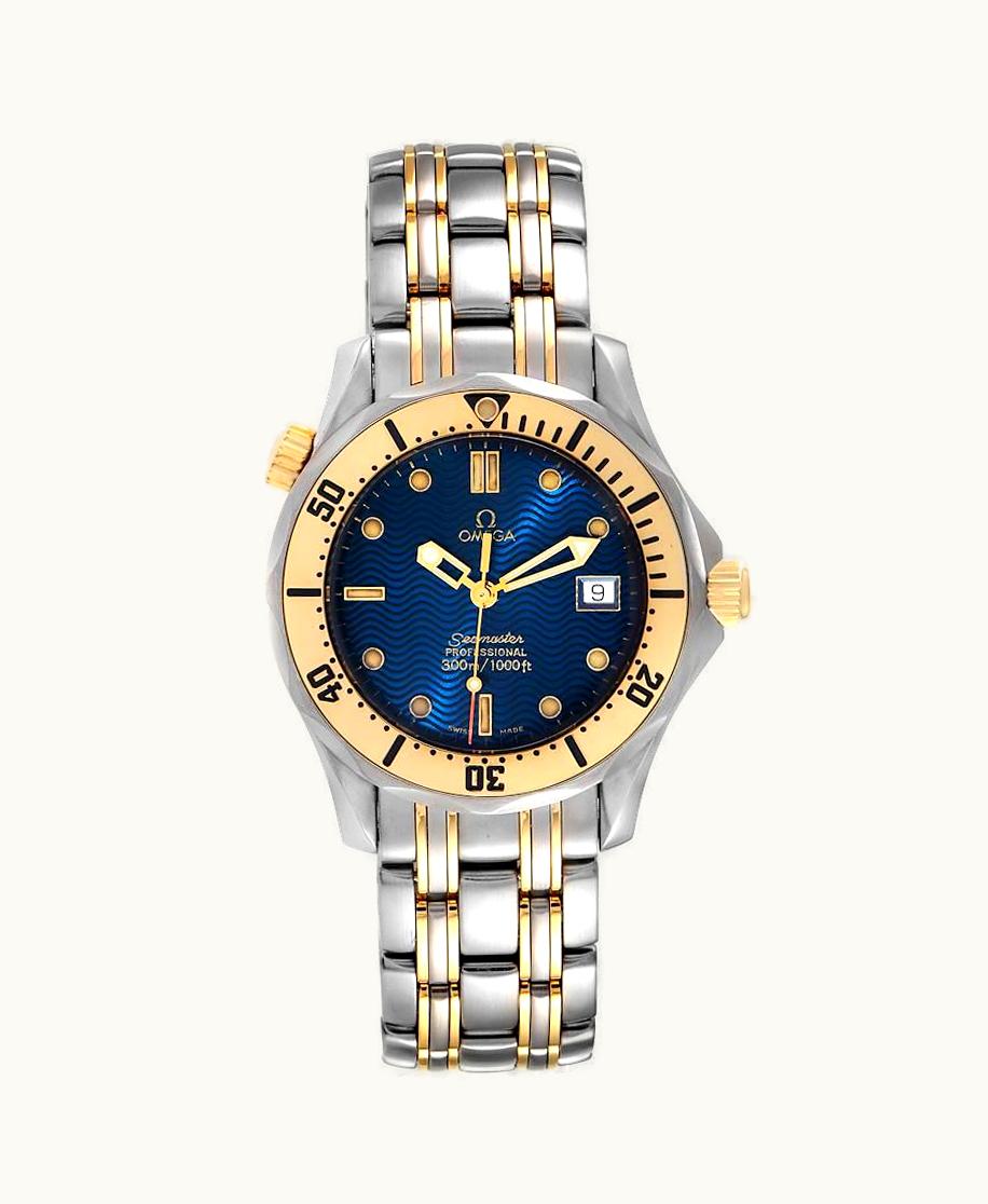 Omega Seamaster Diver 300M Quartz 36.25 Stainless Steel / Yellow Gold / Blue / Bracelet
