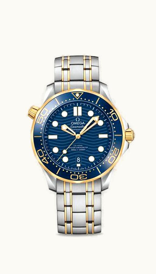 Omega Seamaster Diver 300M Master Co-Axial 42 Stainless Steel / Yellow Gold / Blue / Bracelet