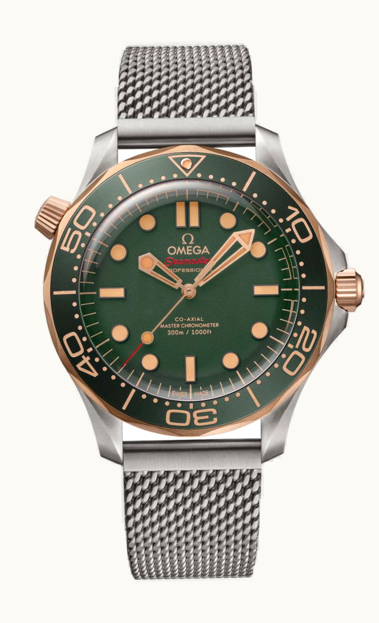 Omega Seamaster Diver 300M Master Co-Axial 42 Titanium - Bronze Gold / Green / Bracelet