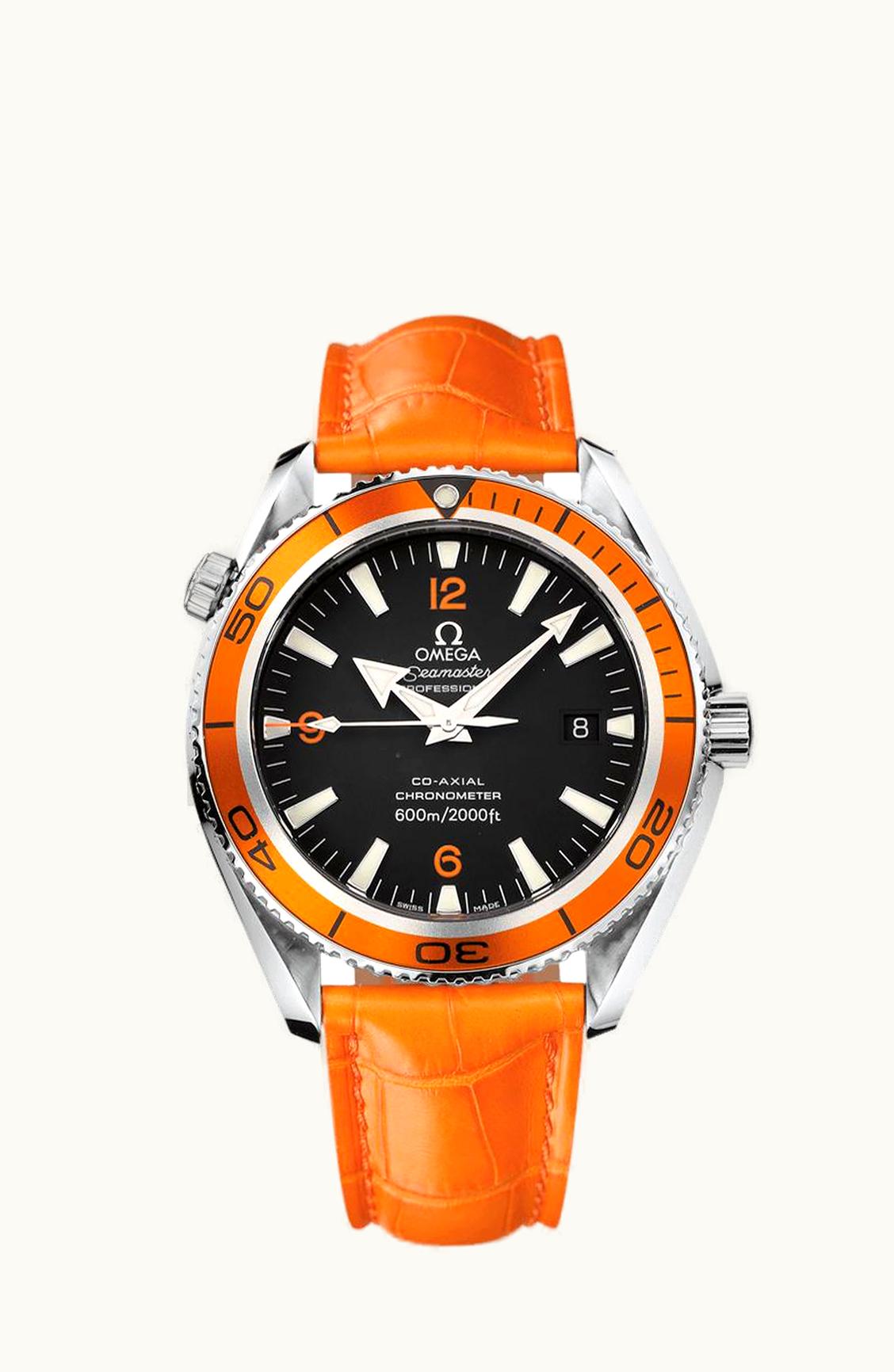 Omega Seamaster Planet Ocean 600M Co-Axial 42 Stainless Steel / Orange / Alligator