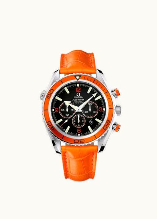 Omega Seamaster Planet Ocean 600M Co-Axial 45.5 Chronograph Stainless Steel / Orange / Alligator