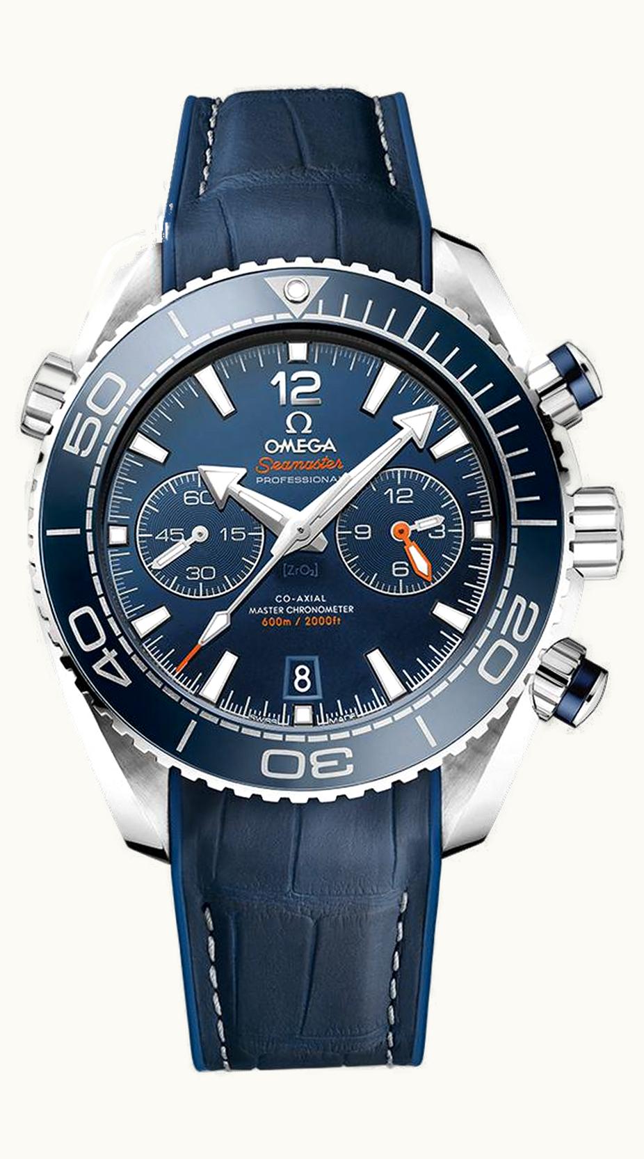 Omega Seamaster Planet Ocean 600M Co-Axial 45.5 Master Chronometer Chronograph Stainless Steel / Blue / Alligator