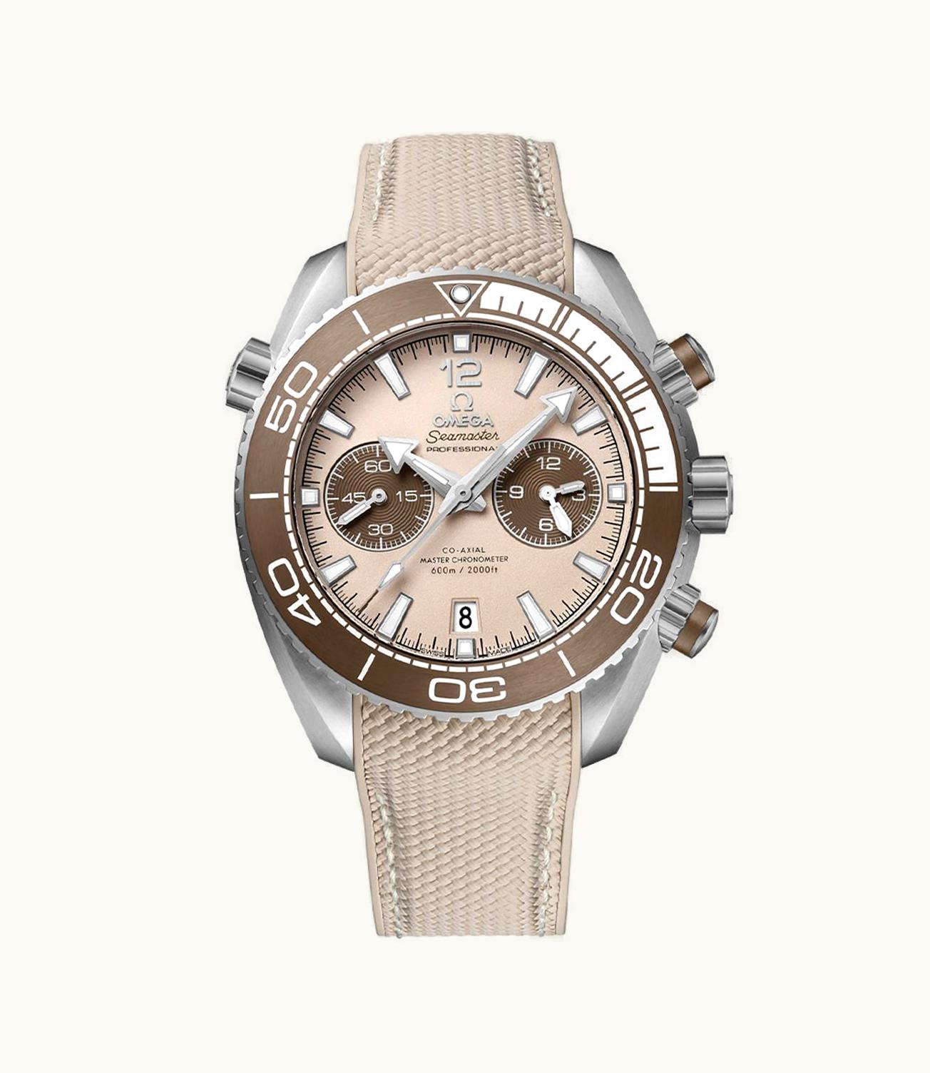 Omega Seamaster Planet Ocean 600M Co-Axial 45.5 Master Chronometer Chronograph Stainless Steel / Beige / Rubber